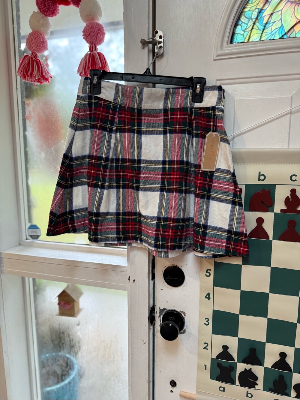 NWT Copper Key Red and Cream Plaid Skater Skirt Size Medium!